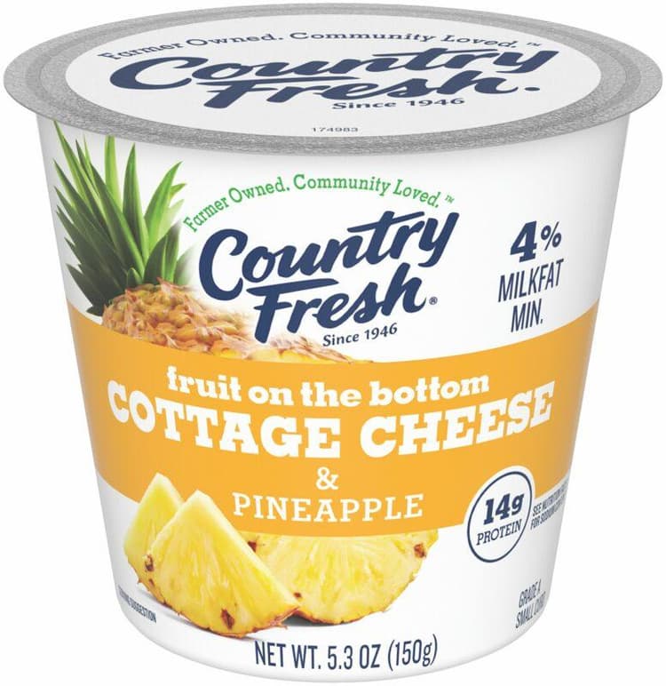 Country Fresh Fruit On The Bottom Cottage Cheese & Pineapple