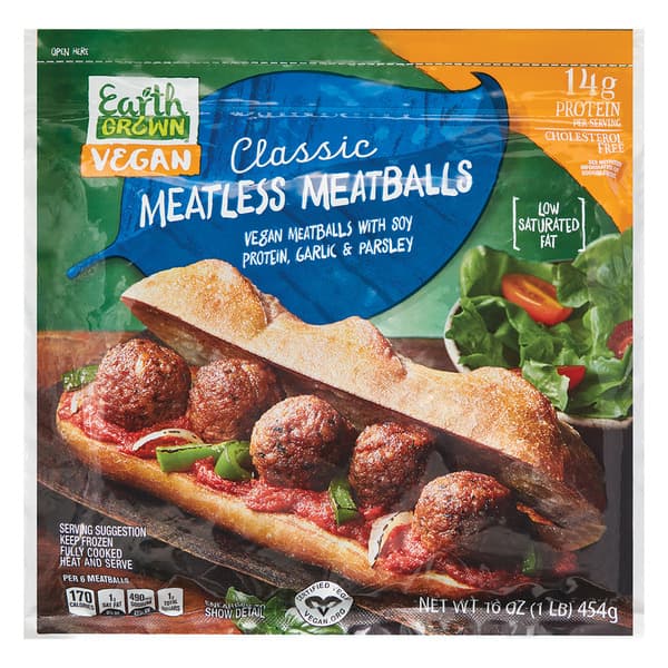 Earth Grown Vegan Classic Meatless Meatballs