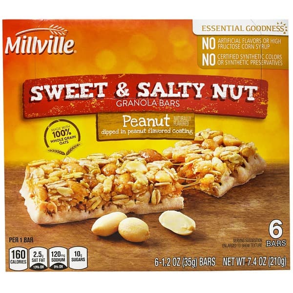 Millville Sweet & Salty Nut Granola Bars Peanut Flavor