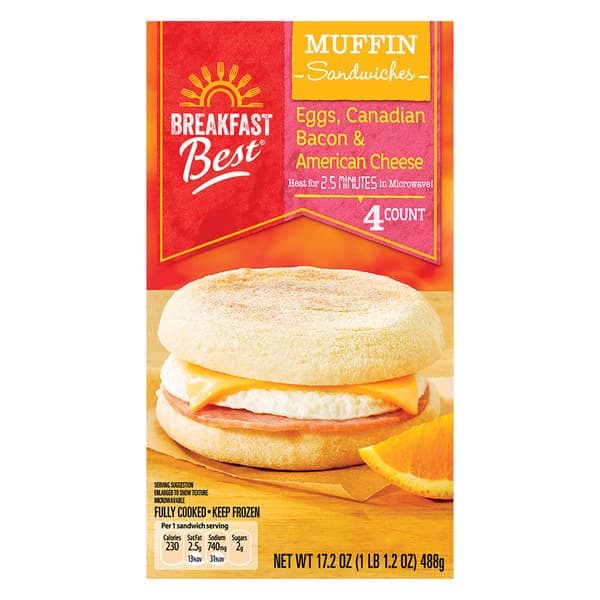 Breakfast Best Eggs, Canadian Bacon & American Cheese Muffin Sandwiches