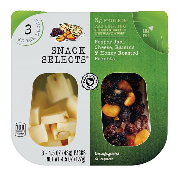 Park Street Deli Snack Selects Pepper Jack Cheese, Raisins & Honey Roasted Peanuts