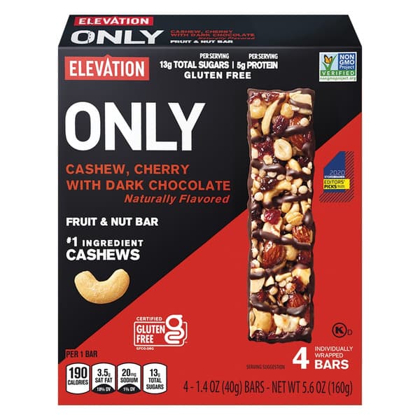 Elevation Only Cashew, Cherry With Dark Chocolate Bars