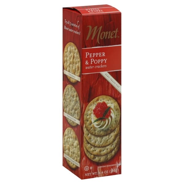Monet Crackers, Water, Pepper & Poppy
