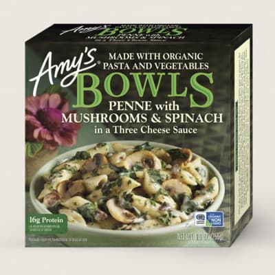 Amy'S Bowls Penne With Mushrooms & Spinach In A Three Cheese Sauce