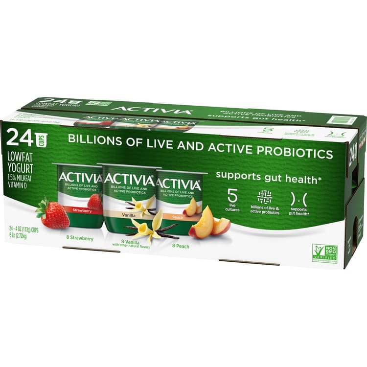Activia Lowfat Yogurt Cups Strawberry, Vanilla And Peach