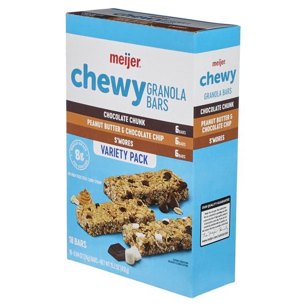 Meijer Chewy Granola Bars Variety Pack: Chocolate Chunk, Peanut Butter & Chocolate Chip And S'Mores