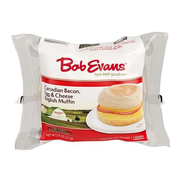 Bob Evans Canadian Bacon, Egg & Cheese English Muffin. Wrapper