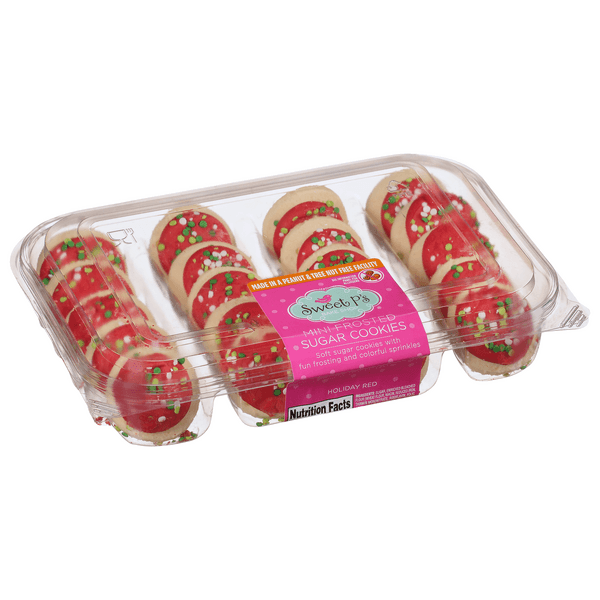Sweet P'S Bake Shop Sugar Cookies, Frosted, Holiday Red, Mini