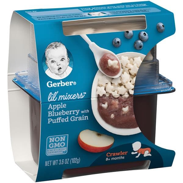 Gerber Lil' Mixers, Apple Blueberry With Puffed Grains