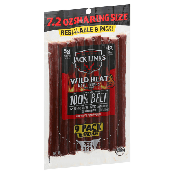 Jack Link'S Beef Sticks, Wild Heat, Extra Hot, Sharing Size