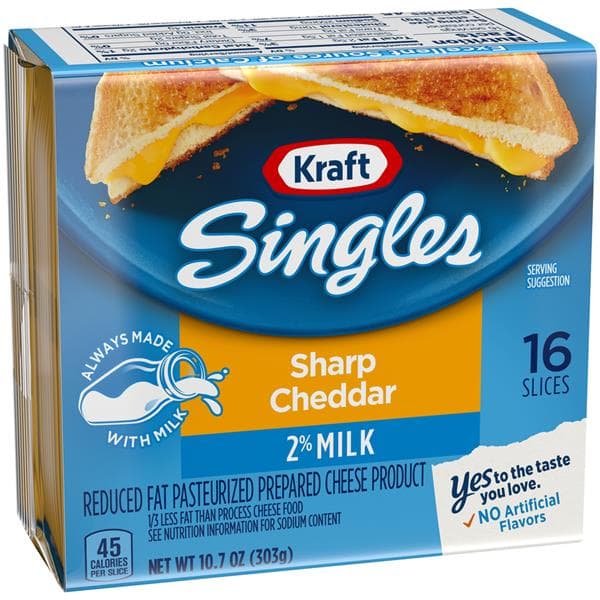 Kraft Singles 2% Milk Sharp Cheddar Cheese