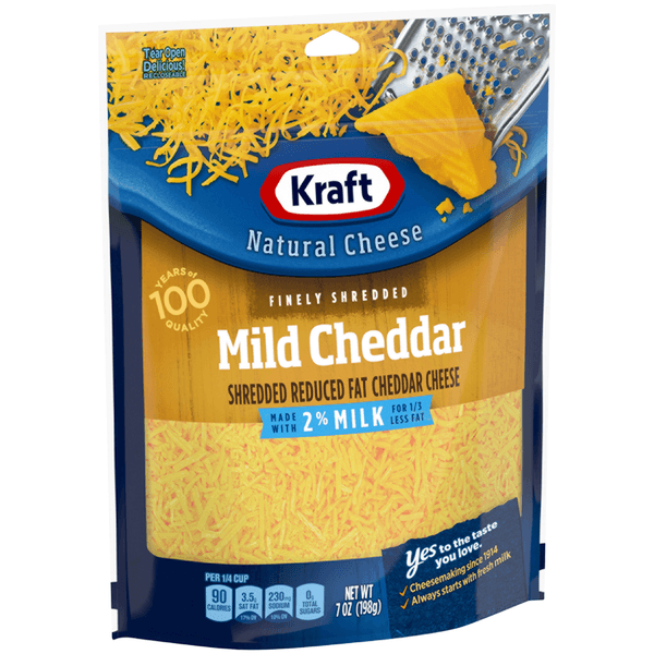 Kraft Finely Shredded Mild Cheddar Cheese Made With 2% Milk