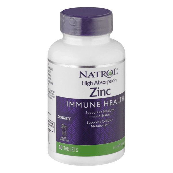 Natrol Zinc Immune Health High Absorption Pineapple Flavor Chewable