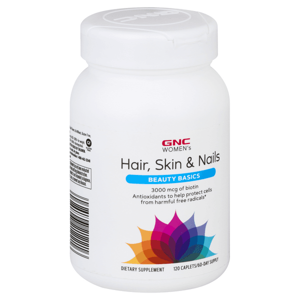 Gnc Women'S Hair, Skin And Nails, Beauty Basics, 3000 Mcg Caplets