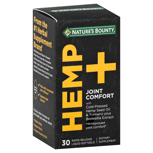 Natures Bounty Hemp + Joint Comfort, Rapid Release Liquid Softgels