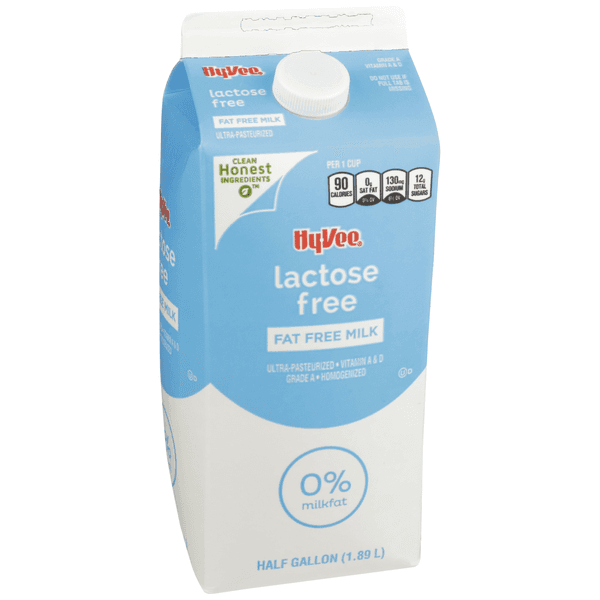 Hy-Vee 100% Lactose Free Fat Free Milk Half Gallon