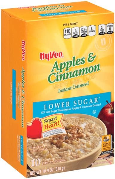 Hy-Vee Lower Sugar Apples & Cinnamon Instant Oatmeal