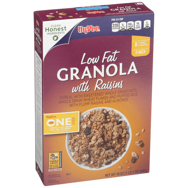 Hy-Vee One Step Low Fat Granola With Raisins Cereal
