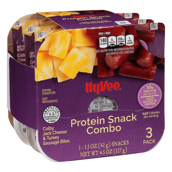 Hy-Vee Protein Snack Combo, Colby Jack & Turkey Sausage Bites 3- Snacks