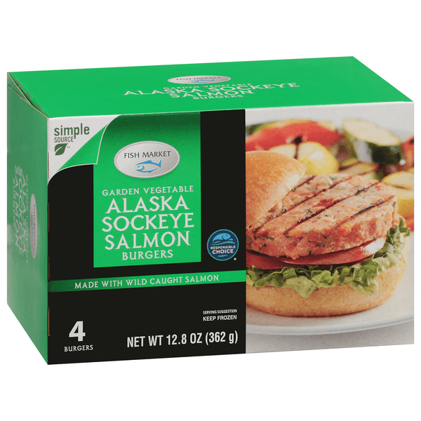 Fish Market Burgers, Garden Vegetable, Alaska Sockeye Salmon