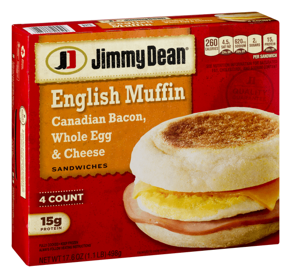 Jimmy Dean English Muffin Canadian Bacon, Whole Cracked Egg, & Cheese Sandwiches