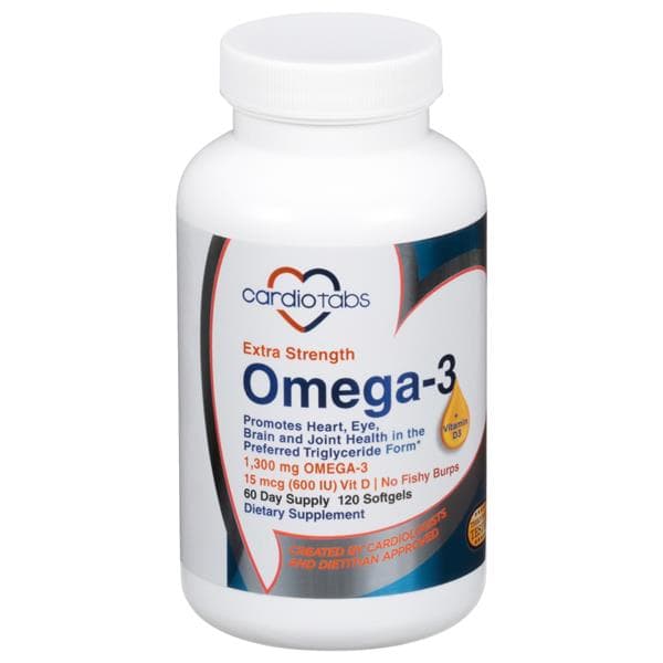 Cardiotabs Omega-3 Extra Strength + Vitamin D3 Dietary Supplement Softgels