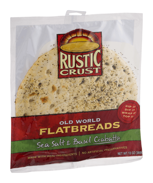 Rustic Crust Old World Flatbread Sea Salt & Basil Ciabatta