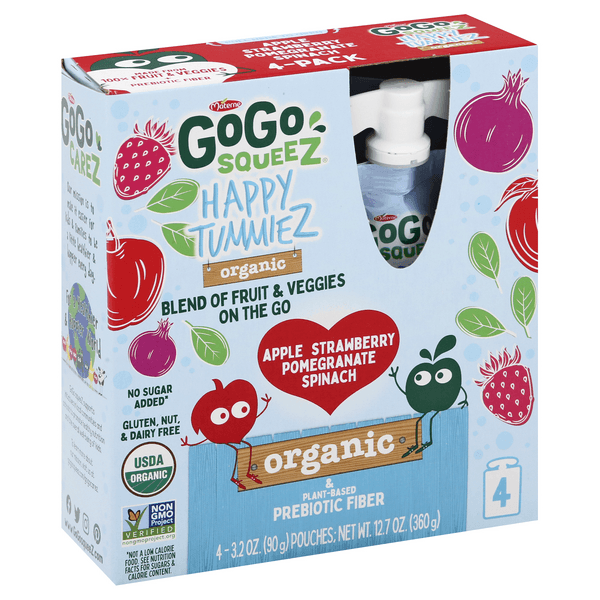 Gogo Squeez Happy Tummiez Organic Apple Strawberry Pomegranate Spinach