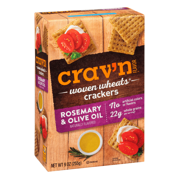 Crav'N Flavor Rosemary & Olive Oil Woven Wheats Crackers