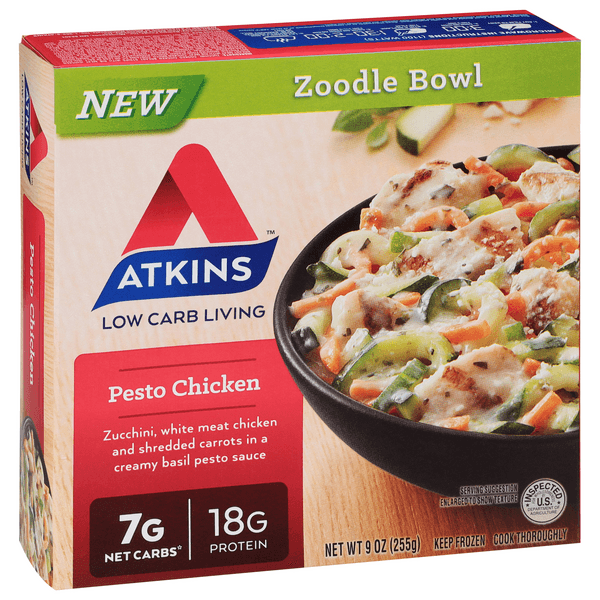 Atkins Pesto Chicken Zucchini Noodle Bowl