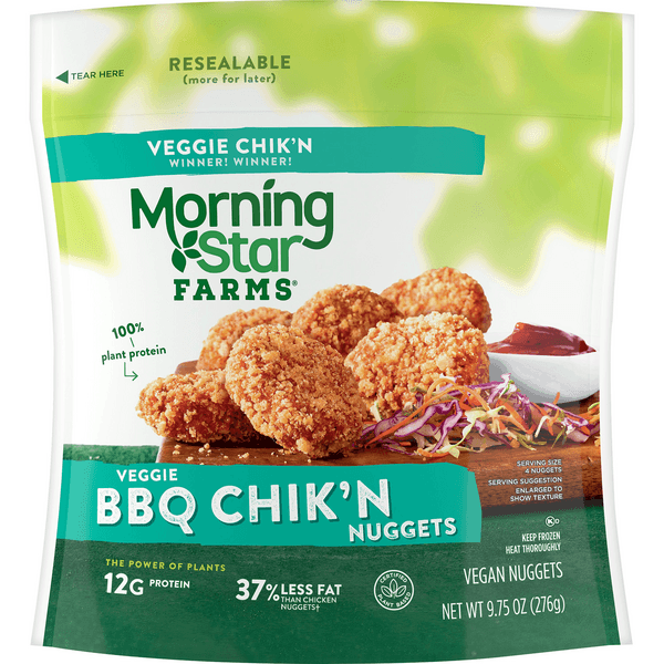 Morningstar Farms Meatless Chicken Nuggets Plant Based Protein Vegan Meat Bbq