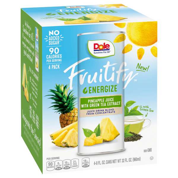 Dole Fruitify Energize Pineapple Juice With Green Tea Extract Juice Drink Blend