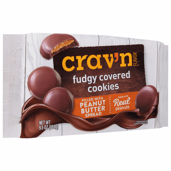 Crav'N Flavor Fudge Covered Cookies Filled With Peanut Butter