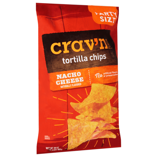 Crav'N Flavor Tortilla Chips, Nacho Cheese, Party Size