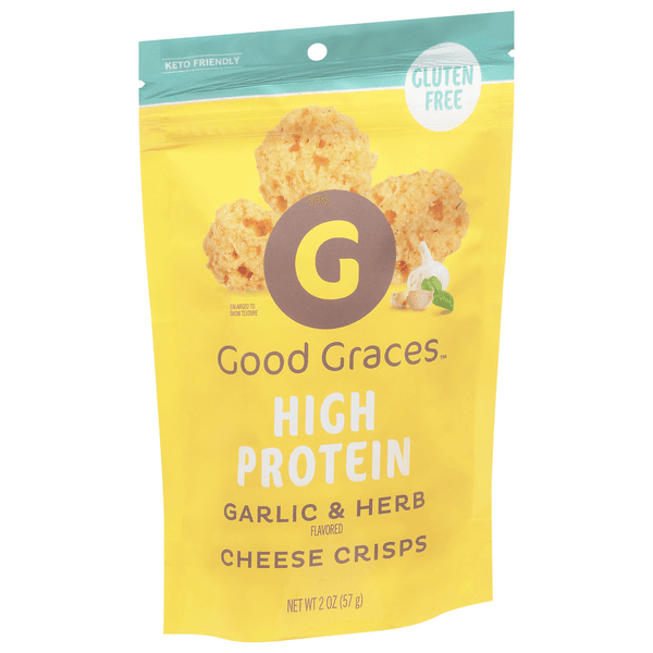 Good Graces Cheese Crisps, High Protein, Garlic & Herb Flavored