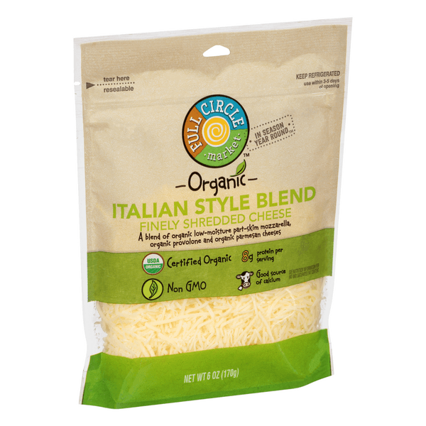 Full Circle Market Shredded Cheese, Italian Style Blend, Finely
