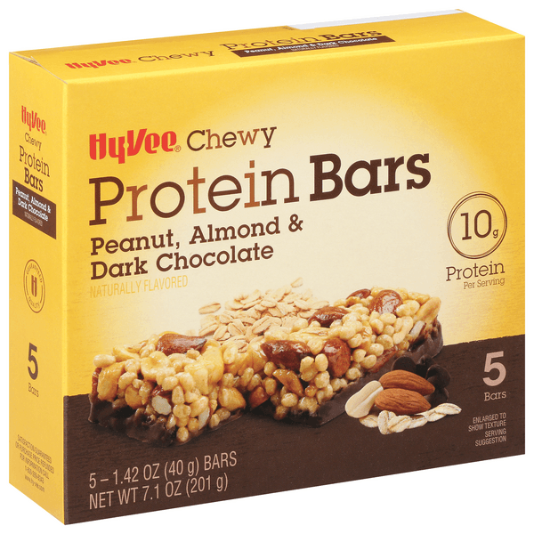 Hy-Vee Chewy Protein Bars Peanut, Almond, & Dark Chocolate 5