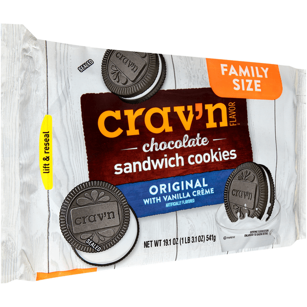 Crav'N Flavor Original With Vanilla Creme Chocolate Sandwich Cookies