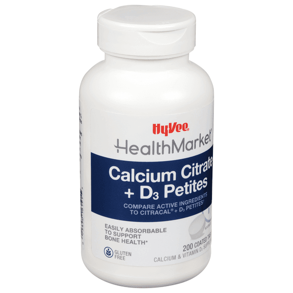 Hy-Vee Healthmarket Calcium Citrate Petites + D3 Coated Tablets Calcium Supplement