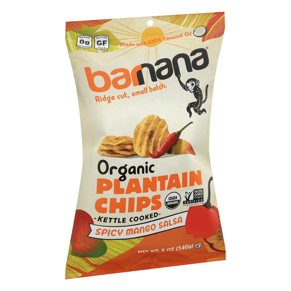 Barnana Organic Ridged Plantain Chips Spicy Mango Salsa
