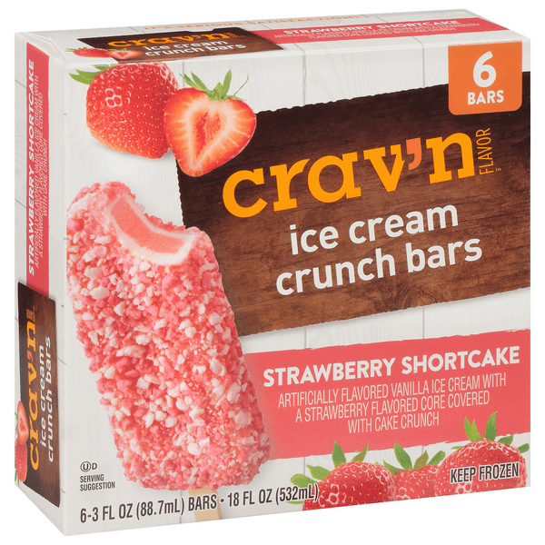 Crav'N Flavor Ice Cream Crunch Bars, Strawberry Shortcake