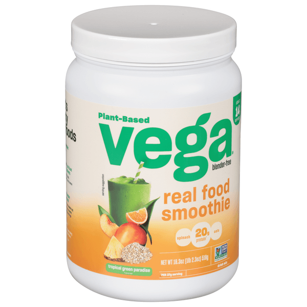 Vega Real Food Smoothie Drink Mix, Tropical Green Paradise Flavored