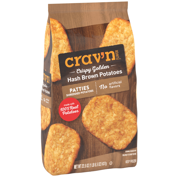Crav'N Flavor Hash Brown Potatoes, Crispy Golden, Patties