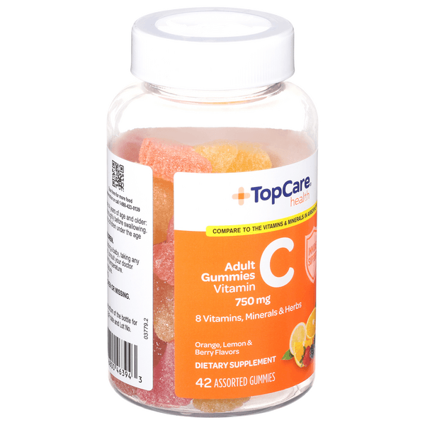 Topcare Adult Vitamin C Assorted Gummies, Orange, Lemon & Berry