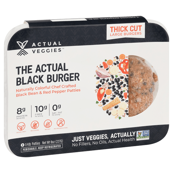 Actual Veggies Patties, The Actual Black Burger, Thick Cut, Large