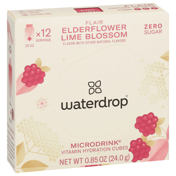 Waterdrop Microdrink Flair Raspberry & Elderflower & Lime Blossom Vitamin Hydration Cubes - Cubes