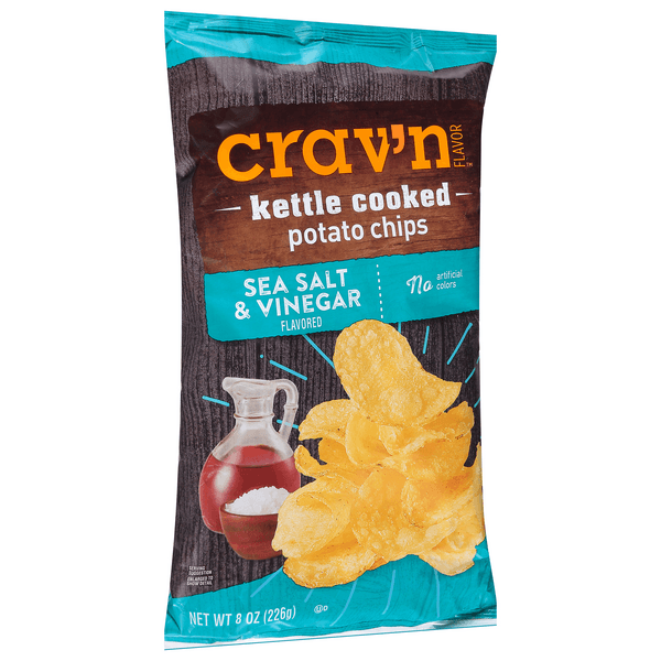 Crav'N Flavor Kettle Cooked Potato Chips, Sea Salt & Vinegar Flavored