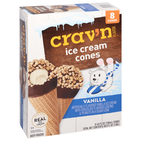 Crav'N Flavor Ice Cream Cones, Vanilla
