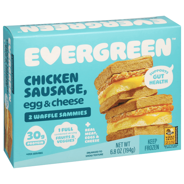 Evergreen Chicken Sausage, Egg, & Cheese Waffle Breakfast Sandwich