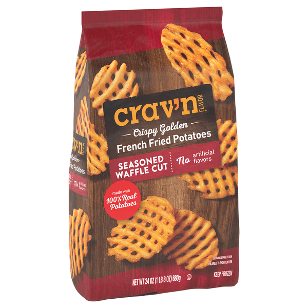 Crav'N Flavor Crispy Golden French Fried Potatoes, Seasoned Waffle Cut